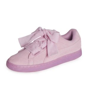 basket puma lacet ruban rose