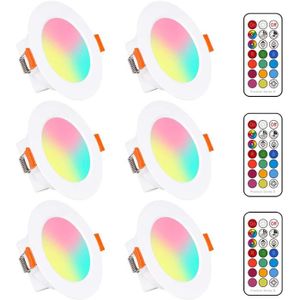 SPOTS - LIGNE DE SPOTS 6PCS LED Spots Encastrables Ampoule RGB Couleur Changement Lampe Blanc Chaud 2700K de plafond du Jour Plafonnier Encastré 5W