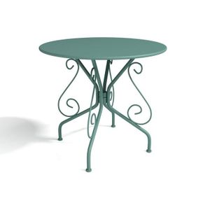 TABLE DE JARDIN  Table de jardin en métal façon fer forgé - Vert am