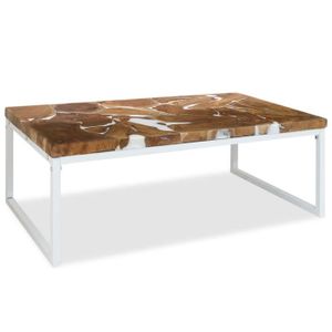 TABLE BASSE Table basse - VIDAXL - Teck Résine - Rectangulaire - Blanc - Campagne