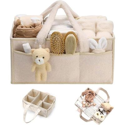 Panier à Langer Navaris Organisateur De Couches De Bebe - Panier De Rangement Avec Poches Latérales - Pratique Et Design - Séparateur Amovible Et Doublure Intérieure Panier A Langer