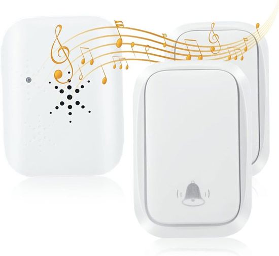 Sonnette Sans Fil Exterieur Etanche 300 Mètres, Kit De Carillon Avec Recepteurs Enfichables Volumes Pour Maison Au Bureau Noir 95506294