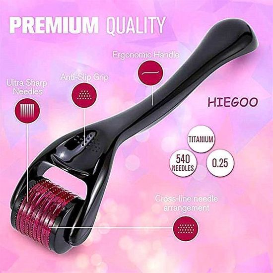 Derma Roller 540 Aiguilles Titane - Pour Visage, Peau, Cellulite, Croissance Cheveux, Neuf