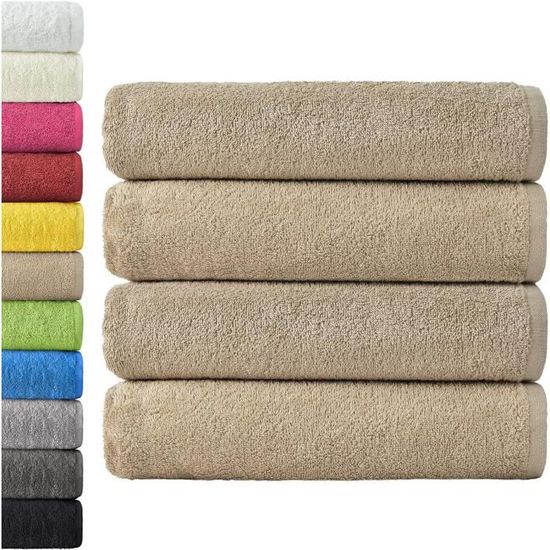 Lot de 4 Draps de bain en Coton Gris Foncé tissu éponge 70 x 130 cm