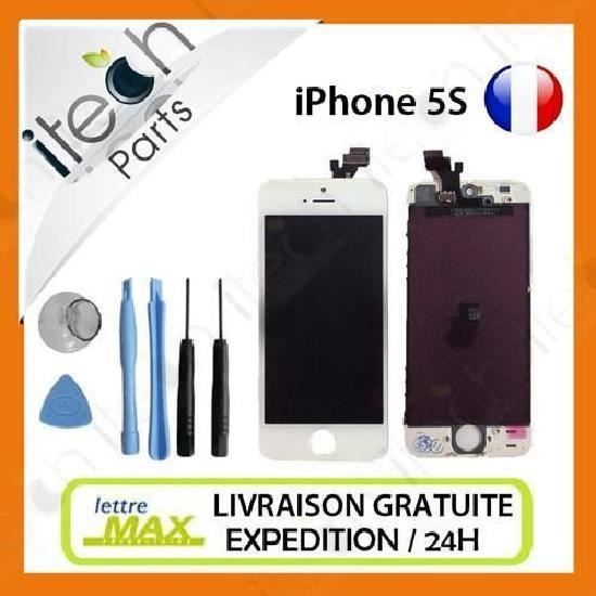 Kit De Réparation IPhone 5 Blanc | Écran LCD + Vitre Tactile Sur Châssis + Outils | Compatible | Garantie 1 An
