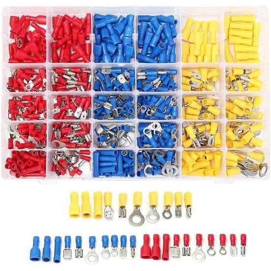 Lot De 270 Connecteurs à Sertir Mixte - 3 Diamètres (2.8, 4.8, 6.3 Mm) Laiton étamé