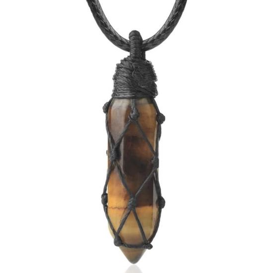 Collier Pendentif En Labradorite Naturelle Brute – Pierre De Guérison Chakra, Corde Tissée Colorée – Unisexe, Longueur Réglable