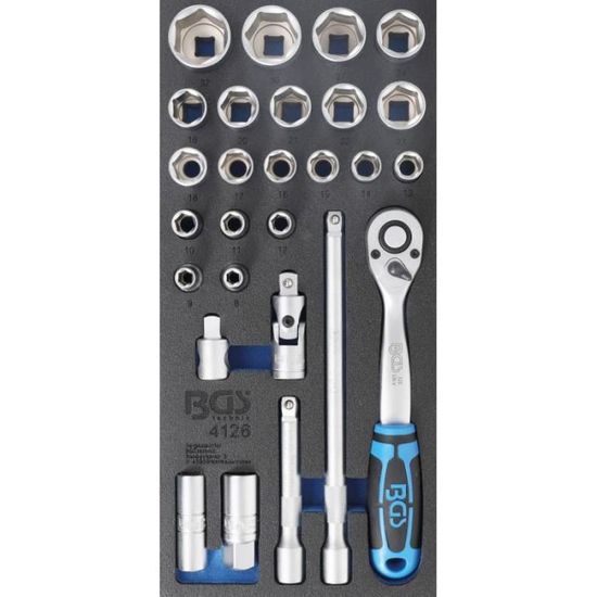 Insert de servante d'atelier 1/3 : Jeu de douilles | 6,3 mm (1/4) | 50 pièces | Leroy Merlin