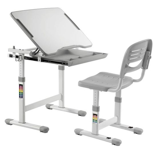 Bureau Et Chaise Enfant Réglables Avec Rangement - Étagères Et Tiroirs - Ergonomique Pour Étude 3-18 Ans