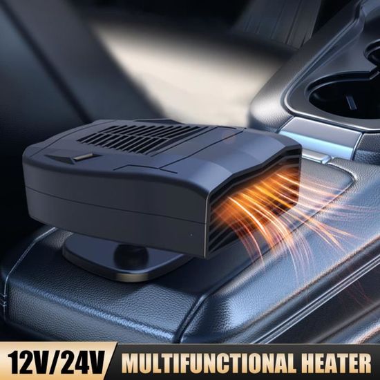 Chauffage D'appoint Voiture 12V – Ventilateur 2-en-1 Chaud/froid – Prise Allume-cigare – Rotation 360° – Dégivrage Rapide
