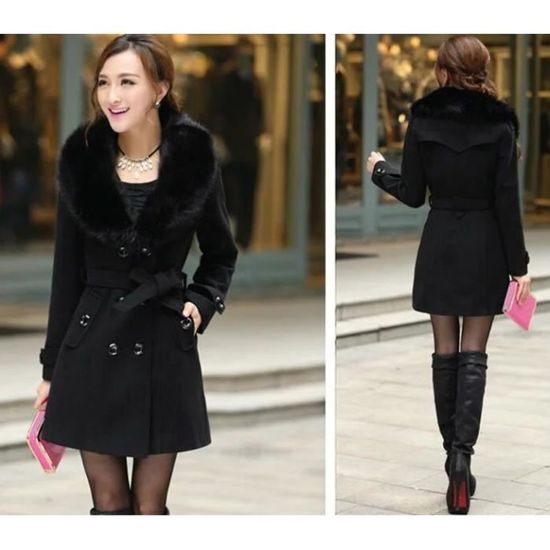 Manteaux col fourrure femme best sale