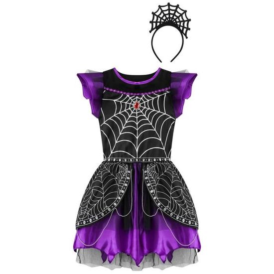 TRACYCY Déguisement Sorcière Avec Chapeau De Sorcière Fille Cosplay Jolies Petite Sorcière Robe Halloween Festival Tenue Pour Enfant Noël Carnaval Halloween Fête Fancy Dress Costume 3-14 Ans