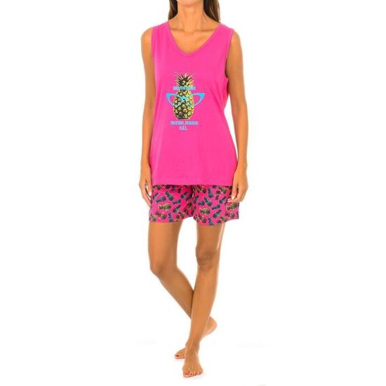 Pyjama à bretelles - Femme - Rosa-rosa estampado - 100% Coton - Col