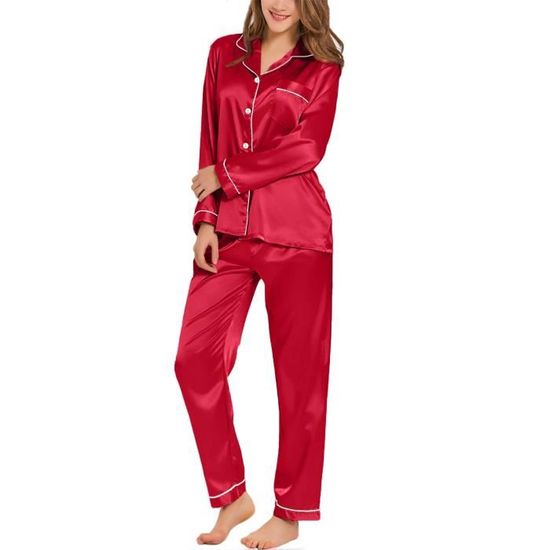 Pyjama Femme Satin BigKing - Manches Courtes, Tissu Soyeux Confortable | Pour Maison Et Détente