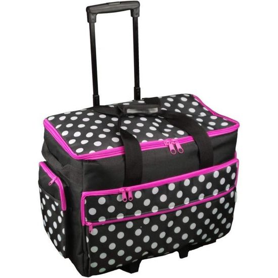 Sac De Transport Pour Machine à Coudre Avec Roulettes - Poches Multiples, Bandoulière - Compatible Plupart Machines Standard (Brother, Singer…) - Noir