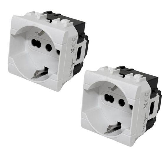 2 Prese Schuko 2P+T 16A Bianche - Compatibili Con Bticino Living Light - Foto 2
