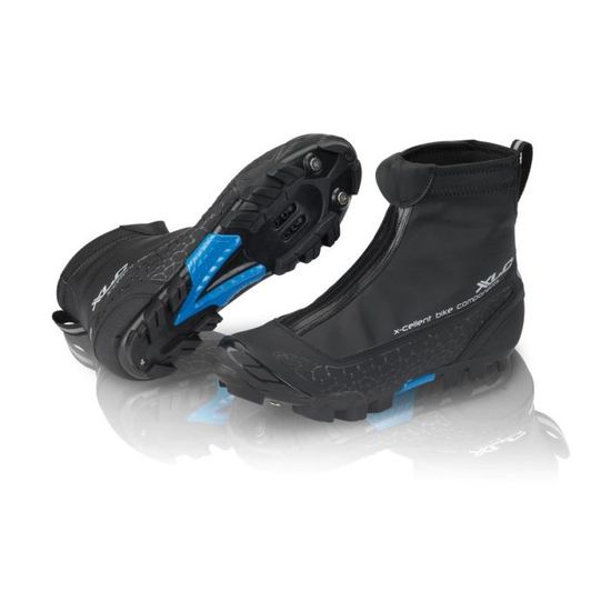 Chaussure VTT hiver XLC CB-M07 noir bleu - Taille 41-43 - Protection néoprène - Compatible SPD