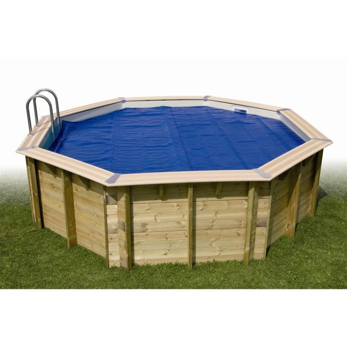 Bâche à bulles pour piscine bois UBBINK AZURA 350x505 - Bleu - 400 microns