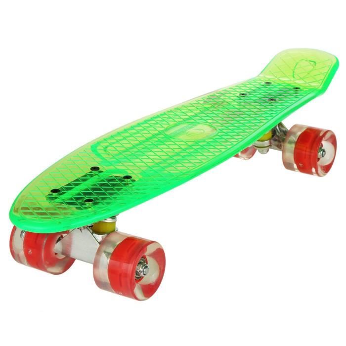 Skateboard Cruiser de cristal - skateboard vert adulte - 4 Roues de flash rouge - Planches à roulettes Complet