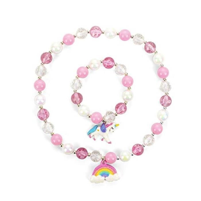 Docteur SA4PW Rainbow Neckace Unicorn Set,Unicorn Jewellery,Great Costume Jewelry for Pretend and Dress Up-Pink