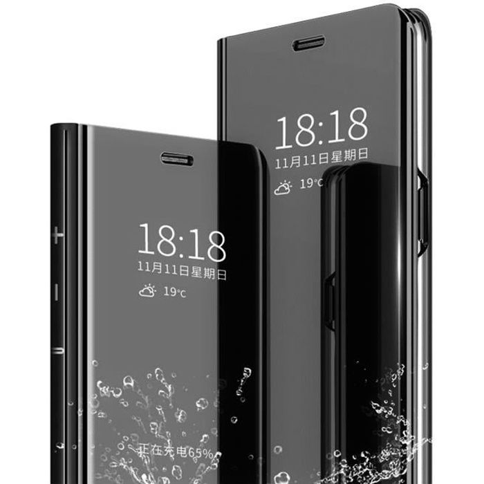 Coque Samsung S8 Flip Clear View Translucide Miroir Cover + Protection Écran [2 Pièces] Standing 360°Housse étui antichoc Cove
