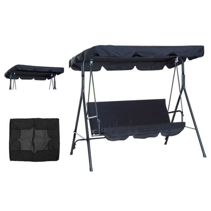 Auvent de Rechange pour balancelle de Jardin, Protection Contre Les UV, imperméable, auvent de balançoire, Noir, Taille
