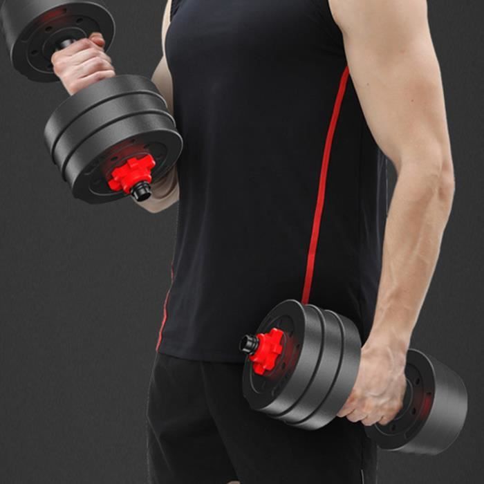 Kit Haltère Réglable 20kg Les Haltères Musculation (noir) A-dgee