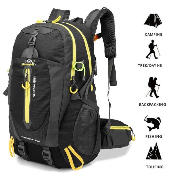 couleur noire 30 - 40L -Sac à dos de cyclisme 40l étanche pour hommes et femmes, sac de voyage, randonnée, Trekking, escalade, sport