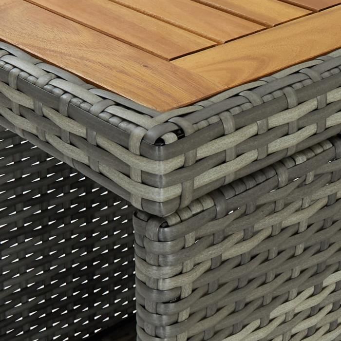 Bonne qualité - Table de bar Table haute- Mange-Debout avec rangement Gris 120x60x110 cm Résine tressée @8744 :
