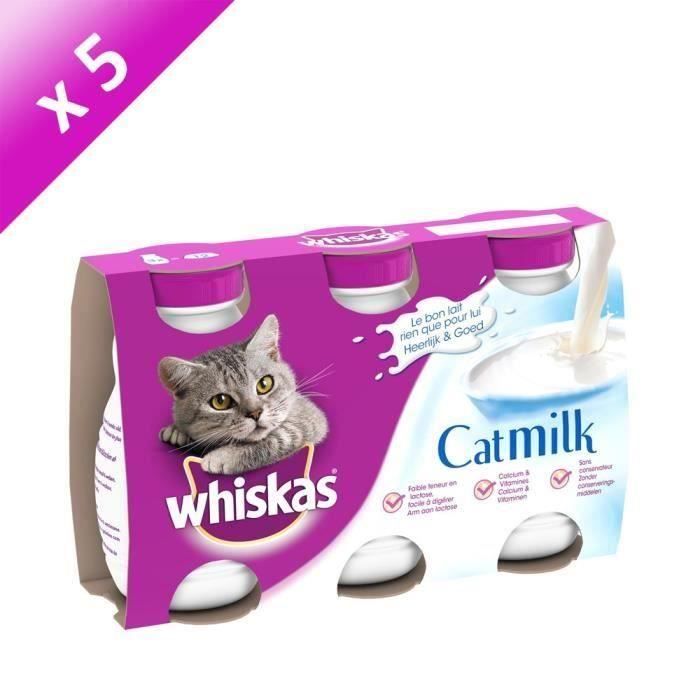 WHISKAS Lait Catmilk - Pour chat - 3 x 200 ml (x5)