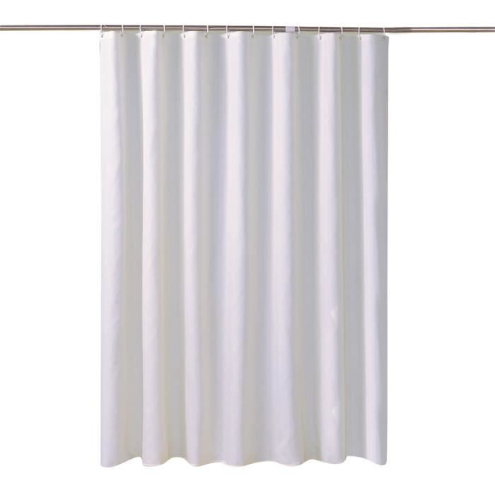 Rideau de douche Tissu Imperméable,Couleur Unie Rideaux Rideau Baignoire avec Crochets et Ourlet Lesté D 200*200(L*H)CM