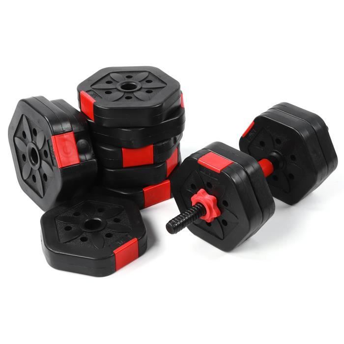 Ensemble d'haltères 25 kg tige de connexion haltère 2 en 1 haltère barre en acier robuste haltères hexagonaux ensemble colliers