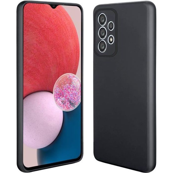 Coque pour Samsung Galaxy A13 4G, Étui Housse Mate en Silicone Liquide Souple Léger Désign fin Protection caméra AURSTORE, Noir