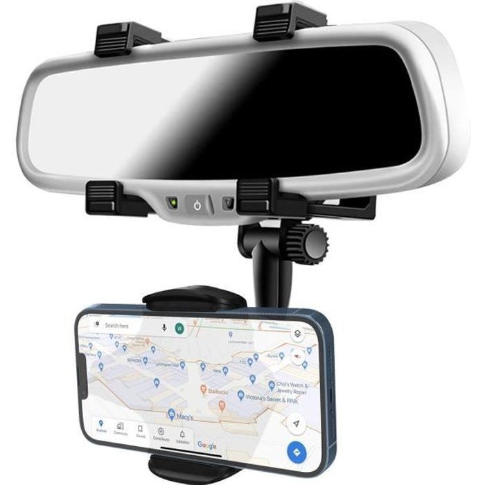 Support Voiture Smartphone Fixation sur Rétroviseur Rotatif à 360° Noir