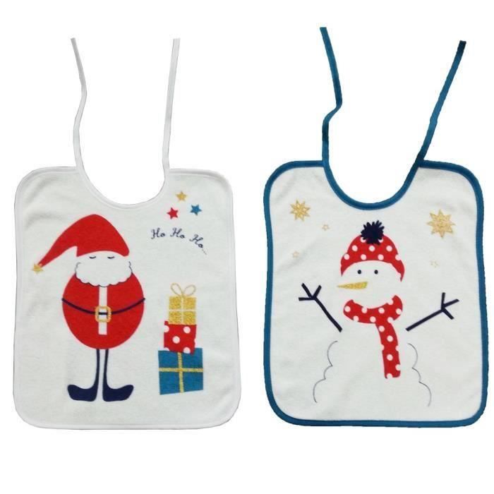 BABYCALIN Lot de 2 Bavoirs de noël 1er âge - Dès la naissance - Mixte - Père Noël (Lot de 3)