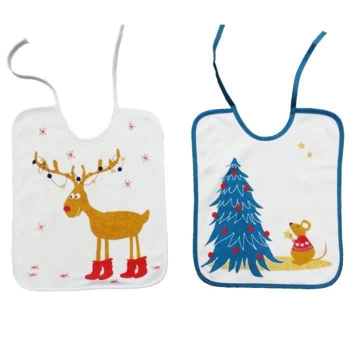 BABYCALIN Lot de 2 bavoirs 1er âge - Bébé mixte - 28 x 32 cm - Renne (Lot de 3)