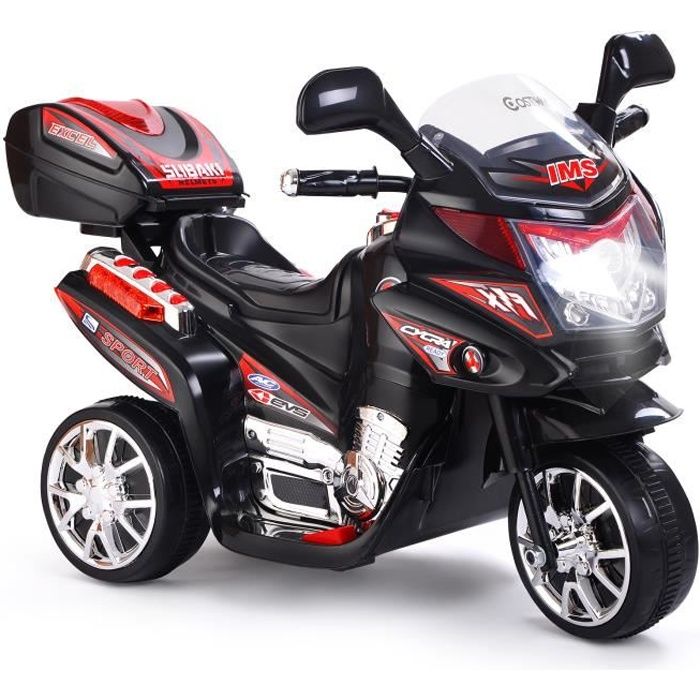 COSTWAY Moto Electrique pour Enfants Scooter 6 V à 3 Roues avec Phares LED 37-84 Mois Charge max.:25 kg Noir