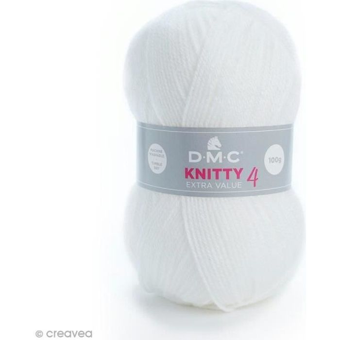 Laine Knitty 4 DMC - 100 g Laine Acrylique Knitty 4, de DMC :Coloris: Blanc 961Matière : 100 % acrylique Poids : 100 g Longueur :
