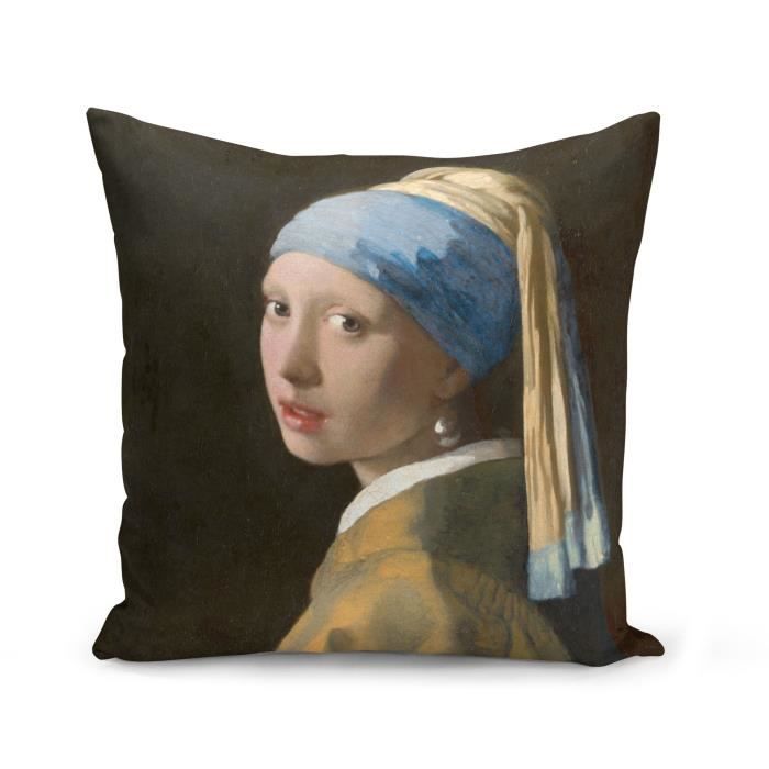 Housse de Coussin 40x40 cm Johannes Vermeer La Jeune Fille a la Perle Peinture