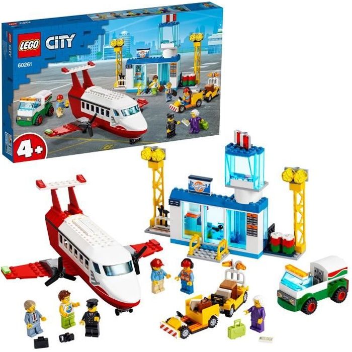 LEGO® City 60261 L’aéroport central, Jouet Educatif Avion et Camion avec 6 Mini-Figurines pour Enfants de 4 et plus