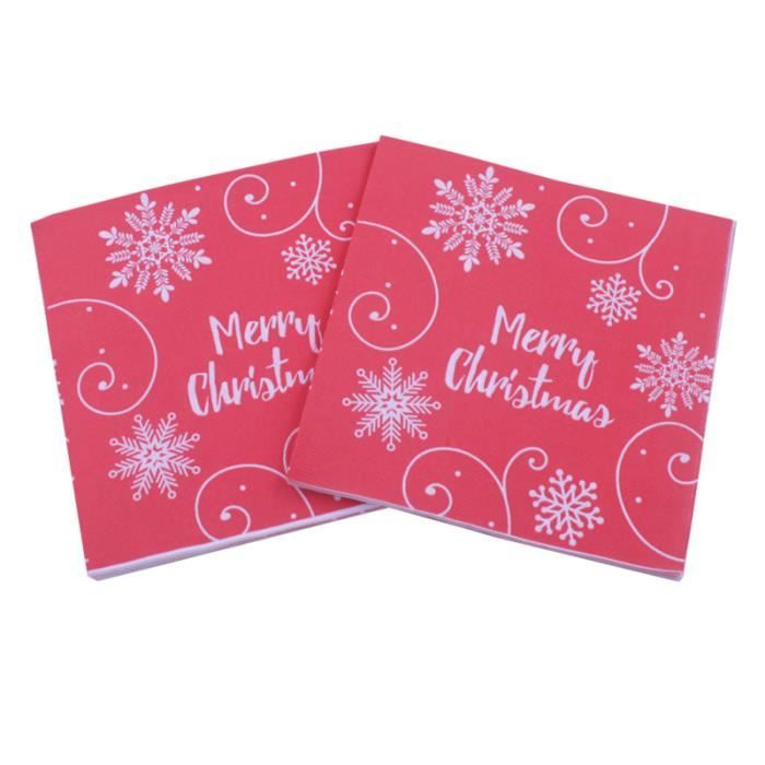 40pcs motif de flocon de neige créatif imprimé décoratif serviettes de Noël mignonnes pour la fête à maison de NAPPE DE TABLE