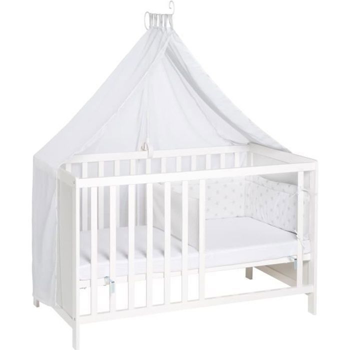 Lit multifonctionnel avec fonction de lit cododo, 60 x 120 cm, blanc, équipement complet inclus