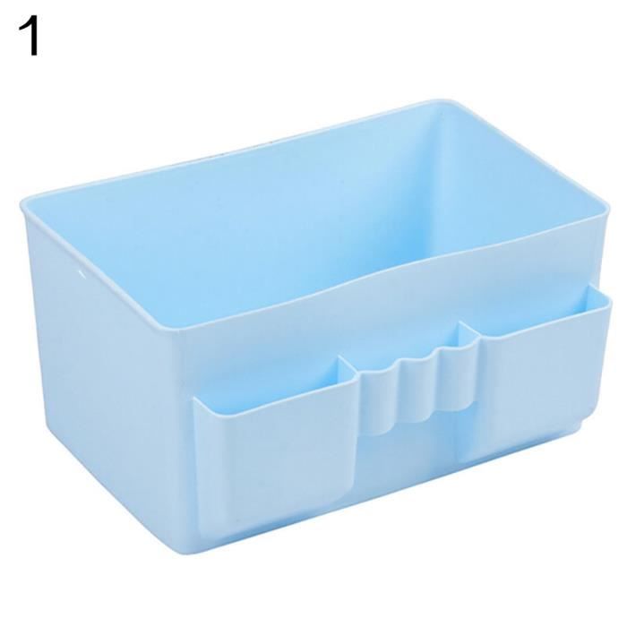 Support de caisse d'organisateur de maquillage de boîte de rangement stationnaire en plastique de bureau de bureau bleu