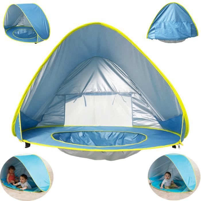 Tente Activités de Plage pour Enfant Bébé Piscine Pop-up Anti-UV Automatique Pliable pour Extérieur Jardin Camping Randonnée Voyage