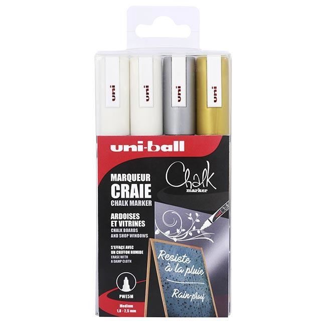 4 marqueurs craie UNIBALL pointe moyenne ogive