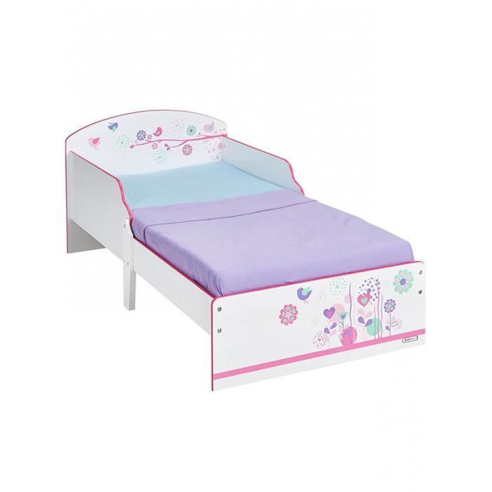 Fleurs et oiseaux lit bébé + matelas en mousse