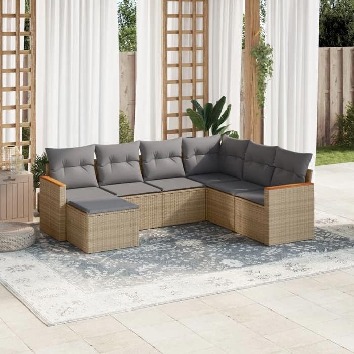 VIDAXL Salon de jardin 7 pcs avec coussins Mélange