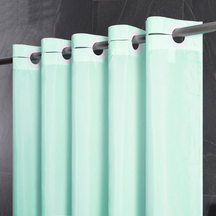 Rideau De Douche Imperméable Anti Moisissure 180x180cm Bambou Vert - Avec 12 Crochets