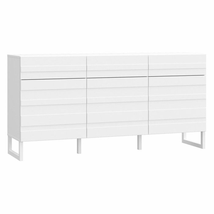 Buffet 165 cm avec façades fraisées blanc mat et pieds luges - ARIANA Meubletmoi
