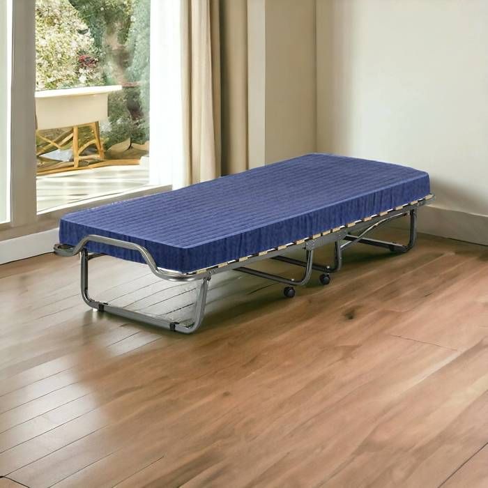 Lit pliant Dabambil - Dmora - En bois - bleu 190x80h39 cm